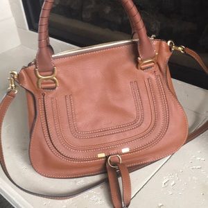 EUC Chloe Marcie Cross body Satchel in Tan